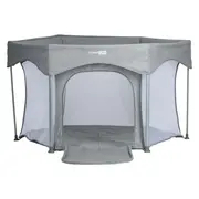 Tarc de joaca, FreeON, Hexagon, Pliabil, Intrare cu fermoar, Cu geanta de transport, 117 x 74 cm, Grey BYN88353