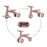 Bicicleta/tricicleta, Petite&Mars, 3 in 1, Multifunctionala, Cu/fara pedale, Ghidon directionabil, Sa reglabila pe inaltime, 2.3 kg, Pana la 25 kg, 12-36 luni, Roz BYN614820