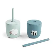 Cana cu pai Done by Deer silicon set 2 buc Tiny Farm Blue