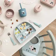 Cana cu pai Done by Deer silicon set 2 buc Tiny Farm Blue