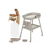 Masuta de infasat, Lionelo, Rosie, Cu saltea de infasat inclusa si roti, Spatiu pentru depozitare, Reglabila pe inaltime, Sustine 11 kg, 65x78x100 cm, 0 luni+, Bej BYNLO-ROSIE_BEIGE_SAND