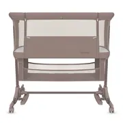 Patut co-sleeper, Lionelo, Jodie, Multifunctional, Reglabil in 6 pozitii pe inaltime, Saltea cu densitate T25, Functie de leganare, Cu plasa de tantari, Buzunar depozitare, Geanta transport, 84x48x70-80 cm, Taupe BYNLO-JODIE_BEIGE_TAUPE