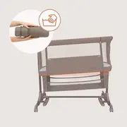 Patut co-sleeper, Lionelo, Jodie, Multifunctional, Reglabil in 6 pozitii pe inaltime, Saltea cu densitate T25, Functie de leganare, Cu plasa de tantari, Buzunar depozitare, Geanta transport, 84x48x70-80 cm, Taupe BYNLO-JODIE_BEIGE_TAUPE