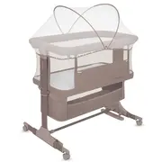 Patut co-sleeper, Lionelo, Jodie, Multifunctional, Reglabil in 6 pozitii pe inaltime, Saltea cu densitate T25, Functie de leganare, Cu plasa de tantari, Buzunar depozitare, Geanta transport, 84x48x70-80 cm, Taupe BYNLO-JODIE_BEIGE_TAUPE