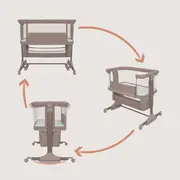 Patut co-sleeper, Lionelo, Jodie, Multifunctional, Reglabil in 6 pozitii pe inaltime, Saltea cu densitate T25, Functie de leganare, Cu plasa de tantari, Buzunar depozitare, Geanta transport, 84x48x70-80 cm, Taupe BYNLO-JODIE_BEIGE_TAUPE