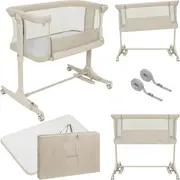 Patut co-sleeper, Lionelo, Pari, Multifunctional, Cu leganare, Reglabil in 6 pozitii pe inaltime, Saltea cu densitate T25, Geanta transport, 84x48x70-80 cm, Bej BYNLO-PARI_BEIGE_CREAM
