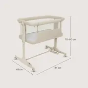 Patut co-sleeper, Lionelo, Pari, Multifunctional, Cu leganare, Reglabil in 6 pozitii pe inaltime, Saltea cu densitate T25, Geanta transport, 84x48x70-80 cm, Bej BYNLO-PARI_BEIGE_CREAM