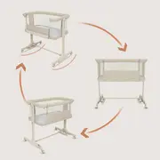 Patut co-sleeper, Lionelo, Pari, Multifunctional, Cu leganare, Reglabil in 6 pozitii pe inaltime, Saltea cu densitate T25, Geanta transport, 84x48x70-80 cm, Bej BYNLO-PARI_BEIGE_CREAM