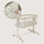 Patut co-sleeper, Lionelo, Pari, Multifunctional, Cu leganare, Reglabil in 6 pozitii pe inaltime, Saltea cu densitate T25, Geanta transport, 84x48x70-80 cm, Bej BYNLO-PARI_BEIGE_CREAM