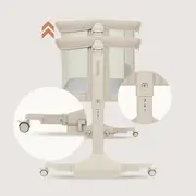 Patut co-sleeper, Lionelo, Pari, Multifunctional, Cu leganare, Reglabil in 6 pozitii pe inaltime, Saltea cu densitate T25, Geanta transport, 84x48x70-80 cm, Bej BYNLO-PARI_BEIGE_CREAM