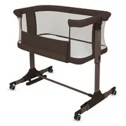 Patut co-sleeper, Lionelo, Pari, Multifunctional, Cu leganare, Reglabil in 6 pozitii pe inaltime, Saltea cu densitate T25, Geanta transport, 84x48x70-80 cm, Maro BYNLO-PARI_BROWN_CHOCOLATE