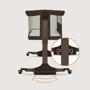 Patut co-sleeper, Lionelo, Pari, Multifunctional, Cu leganare, Reglabil in 6 pozitii pe inaltime, Saltea cu densitate T25, Geanta transport, 84x48x70-80 cm, Maro BYNLO-PARI_BROWN_CHOCOLATE