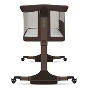 Patut co-sleeper, Lionelo, Pari, Multifunctional, Cu leganare, Reglabil in 6 pozitii pe inaltime, Saltea cu densitate T25, Geanta transport, 84x48x70-80 cm, Maro BYNLO-PARI_BROWN_CHOCOLATE