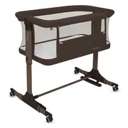 Patut co-sleeper, Lionelo, Pari, Multifunctional, Cu leganare, Reglabil in 6 pozitii pe inaltime, Saltea cu densitate T25, Geanta transport, 84x48x70-80 cm, Maro BYNLO-PARI_BROWN_CHOCOLATE