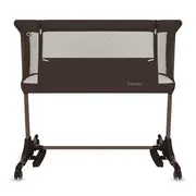 Patut co-sleeper, Lionelo, Pari, Multifunctional, Cu leganare, Reglabil in 6 pozitii pe inaltime, Saltea cu densitate T25, Geanta transport, 84x48x70-80 cm, Maro BYNLO-PARI_BROWN_CHOCOLATE