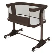 Patut co-sleeper, Lionelo, Pari, Multifunctional, Cu leganare, Reglabil in 6 pozitii pe inaltime, Saltea cu densitate T25, Geanta transport, 84x48x70-80 cm, Maro BYNLO-PARI_BROWN_CHOCOLATE