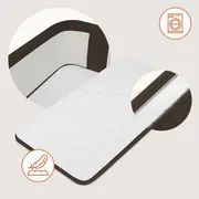 Patut co-sleeper, Lionelo, Pari, Multifunctional, Cu leganare, Reglabil in 6 pozitii pe inaltime, Saltea cu densitate T25, Geanta transport, 84x48x70-80 cm, Maro BYNLO-PARI_BROWN_CHOCOLATE