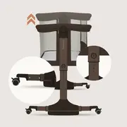 Patut co-sleeper, Lionelo, Pari, Multifunctional, Cu leganare, Reglabil in 6 pozitii pe inaltime, Saltea cu densitate T25, Geanta transport, 84x48x70-80 cm, Maro BYNLO-PARI_BROWN_CHOCOLATE