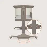 Patut co-sleeper, Lionelo, Pari, Multifunctional, Cu leganare, Reglabil in 6 pozitii pe inaltime, Saltea cu densitate T25, Geanta transport, 84x48x70-80 cm, Taupe BYNLO-PARI_BEIGE_TAUPE