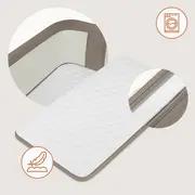 Patut co-sleeper, Lionelo, Pari, Multifunctional, Cu leganare, Reglabil in 6 pozitii pe inaltime, Saltea cu densitate T25, Geanta transport, 84x48x70-80 cm, Taupe BYNLO-PARI_BEIGE_TAUPE