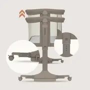 Patut co-sleeper, Lionelo, Pari, Multifunctional, Cu leganare, Reglabil in 6 pozitii pe inaltime, Saltea cu densitate T25, Geanta transport, 84x48x70-80 cm, Taupe BYNLO-PARI_BEIGE_TAUPE