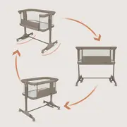 Patut co-sleeper, Lionelo, Pari, Multifunctional, Cu leganare, Reglabil in 6 pozitii pe inaltime, Saltea cu densitate T25, Geanta transport, 84x48x70-80 cm, Taupe BYNLO-PARI_BEIGE_TAUPE