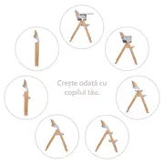 Scaun de masa multifunctional pliabil, Jane, Forest, De la 6 luni la adult, Din lemn fag, Greutate maxima 100 Kg, Sage BYN8420421093405