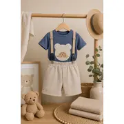 Donino, set pantalonasi cu tricou si bretele m90067-1
