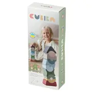 Jucarie din lemn, Cubika, Set constructii Turn 11 piese - Pastel