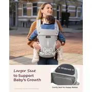 Marsupiu Momcozy cu sezut Mesh respirabil Grey