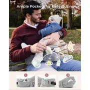 Marsupiu Momcozy cu sezut Mesh respirabil Grey
