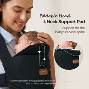 Marsupiu nou nascut Momcozy WeeSnug bumbac Black