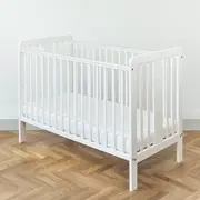 Patut Din Lemn Pentru Bebe, Inaltime Saltea Reglabila, Star Baby Alb 120x60 Cm Pjbstar_cot_white