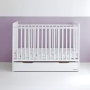 Patut Din Lemn Pentru Bebe, Inaltime Saltea Reglabila, Star Baby Alb 120x60 Cm Pjbstar_cot_white