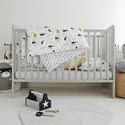 Patut Din Lemn Pentru Bebe, Inaltime Saltea Reglabila, Star Baby Gri 120x60 Cm Pjbstar_cot_grey