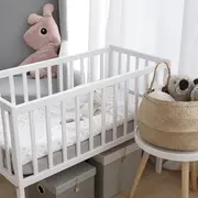Patut Mic, Co-sleeping Din Lemn, Classic Alb Cu Saltea Cocos Spuma Cocos 90 X 40 X 7 Cm Pjbbedside_white
