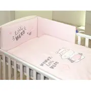 Amy - Lenjerie 3 Piese Cu Protectie Laterala Little Hero Din Bumbac, 120x60 Cm, Roz Pjb80437