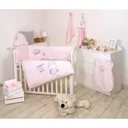 Amy - Lenjerie 3 Piese Cu Protectie Laterala Little Hero Din Bumbac, 120x60 Cm, Roz Pjb80437