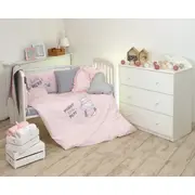 Amy - Lenjerie 3 Piese Cu Protectie Laterala Little Hero Din Bumbac, 120x60 Cm, Roz Pjb80437