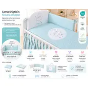 Amy - Lenjerie 3 Piese Cu Protectie Laterala Sky Bunny Din Bumbac, 120x60 Cm, Turcoaz Pjb68792