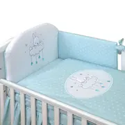 Amy - Lenjerie 3 Piese Cu Protectie Laterala Sky Bunny Din Bumbac, 120x60 Cm, Turcoaz Pjb68792