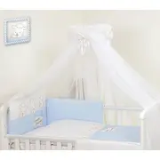 Amy - Lenjerie 3 Piese Cu Protectie Laterala Sweet Dreams Din Bumbac, 120x60 Cm, Blue Pjb62988