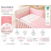 Amy - Lenjerie 3 Piese Cu Protectie Laterala Sweet Dreams Din Bumbac, 120x60 Cm, Roz Pjb66034