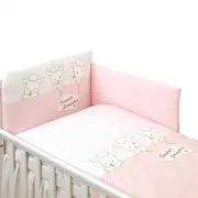 Amy - Lenjerie 3 Piese Cu Protectie Laterala Sweet Dreams Din Bumbac, 120x60 Cm, Roz Pjb66034