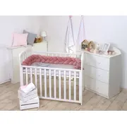 Aparatoare Laterala Pat Bumper Impletit, Cu Inchidere Velcro, Bumbac Velvet Roz, 180x21 Cm Pjb63760