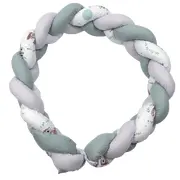 Aparatoare Laterala Pat Bumper Impletit, Inchidere Velcro, Bumbac Caprioara Mica, 180x21 Cm Pjb83156