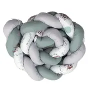 Aparatoare Laterala Pat Bumper Impletit, Inchidere Velcro, Bumbac Caprioara Mica, 180x21 Cm Pjb83156