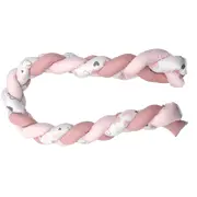 Aparatoare Laterala Pat Bumper Impletit, Inchidere Velcro, Bumbac Inimioare Roz, 180x21 Cm Pjb83256