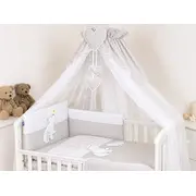 Baldachin Din Tul Pentru Patut, 600x160 Cm, Bear Heart Gri ,   Amy   Protectie, Confort Si Decor Elegant Pjb68953