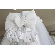 Baldachin Patut Lemn Cu Suport De Prindere Inclus Real Bears Alb, 620x180 Cm Pjbbald_realbears_white